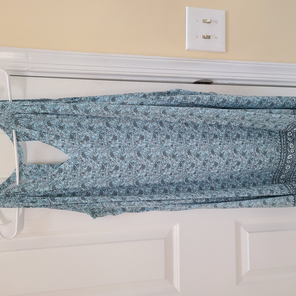 Elegant Blue Patterned Women's Dress